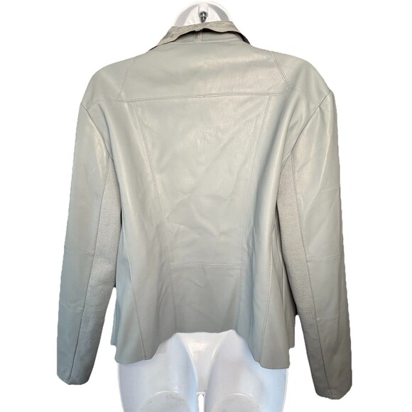 Bagatelle Faux Leather Jacket Size XL Dusty Blue Waterfall Moto Style - Picture 3 of 7